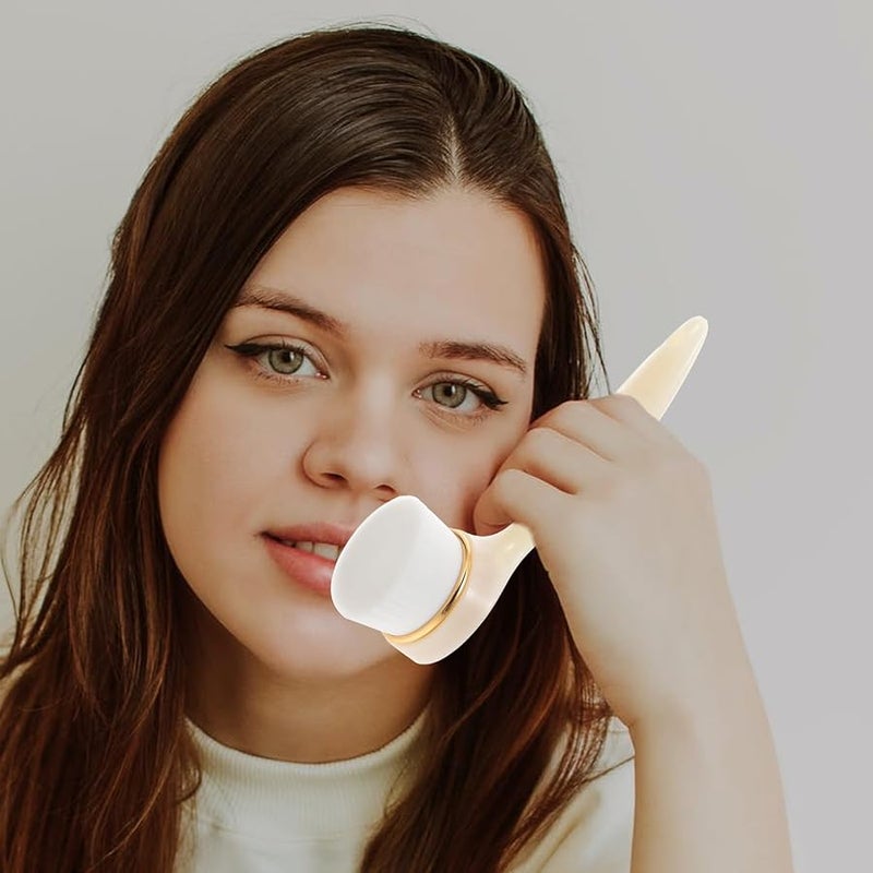 Beige Manual Facial Cleansing Brush Soft Bristles For Deep Pore Cleaning And Gentle Exfoliation - Image 3